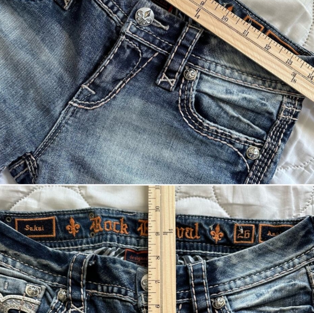 Rock Revival Sakai Ankle Skinny Embellished Jeans Size 26